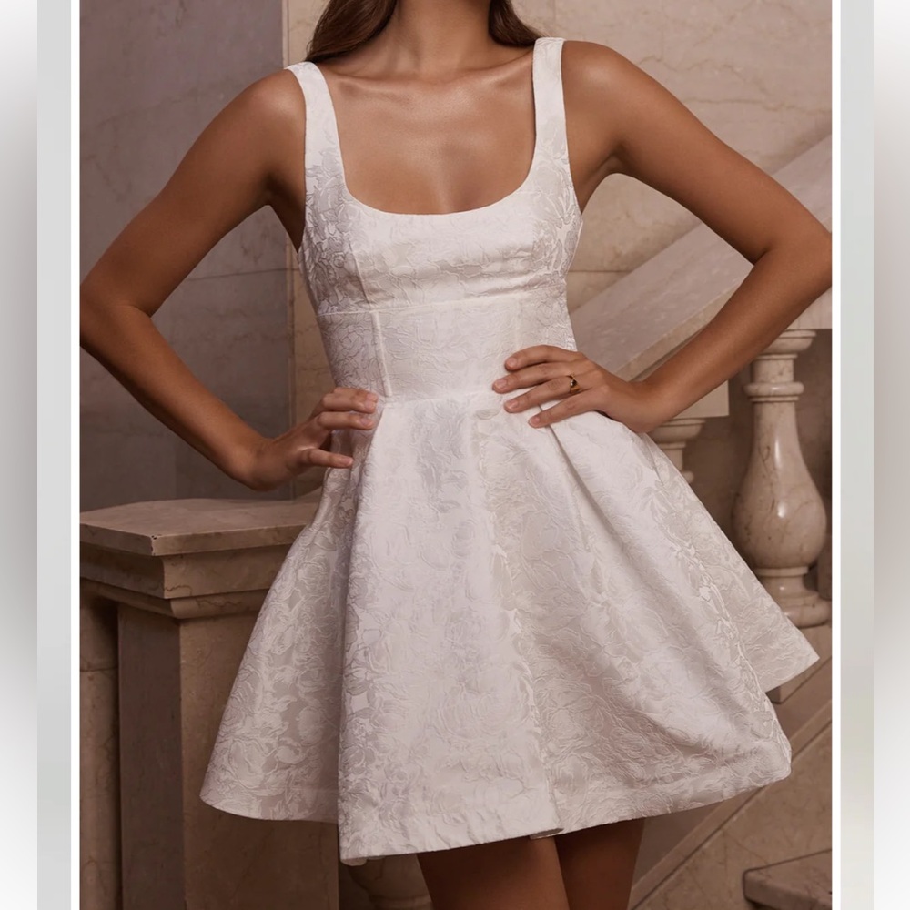 Showpo Stephanie Mini Dress in Ivory (Size 6)